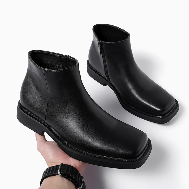 Vintage Fashion Mens - Siyah Yeni Moda Erkek Rahat deri