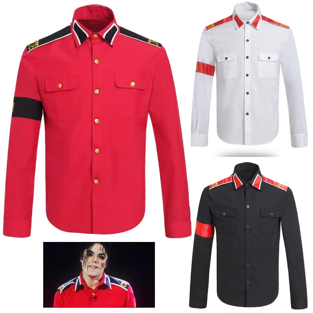 Vintage Fashion Mens - Michael Jackson Savaş Karşıtı Askeri Gömlek