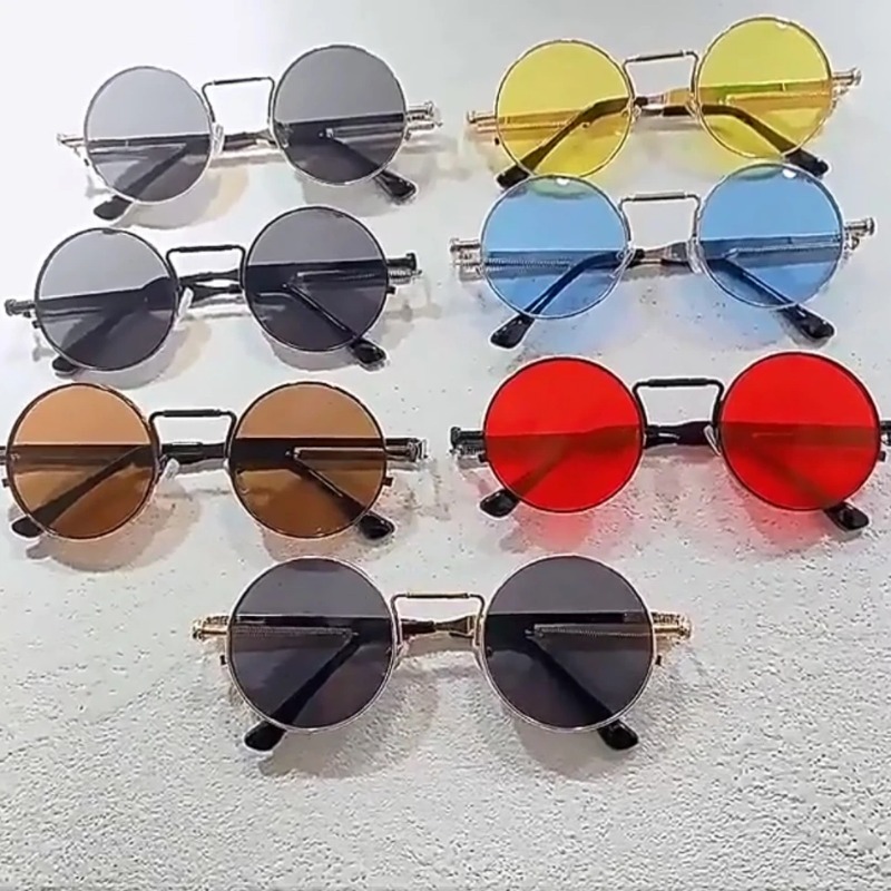 Vintage Outdoor Fashion - Vintage Metal Çerçeve Yuvarlak Güneş Gözlüğü