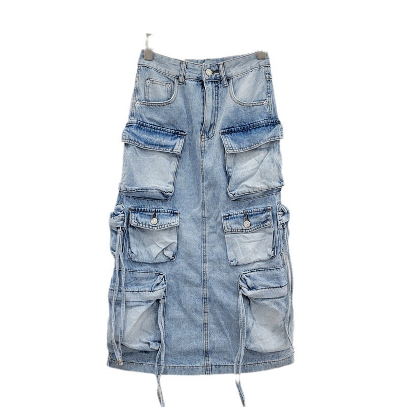 Vintage Fashion Influencer - Kadın Denim İş Elbisesi Etek Yüksek