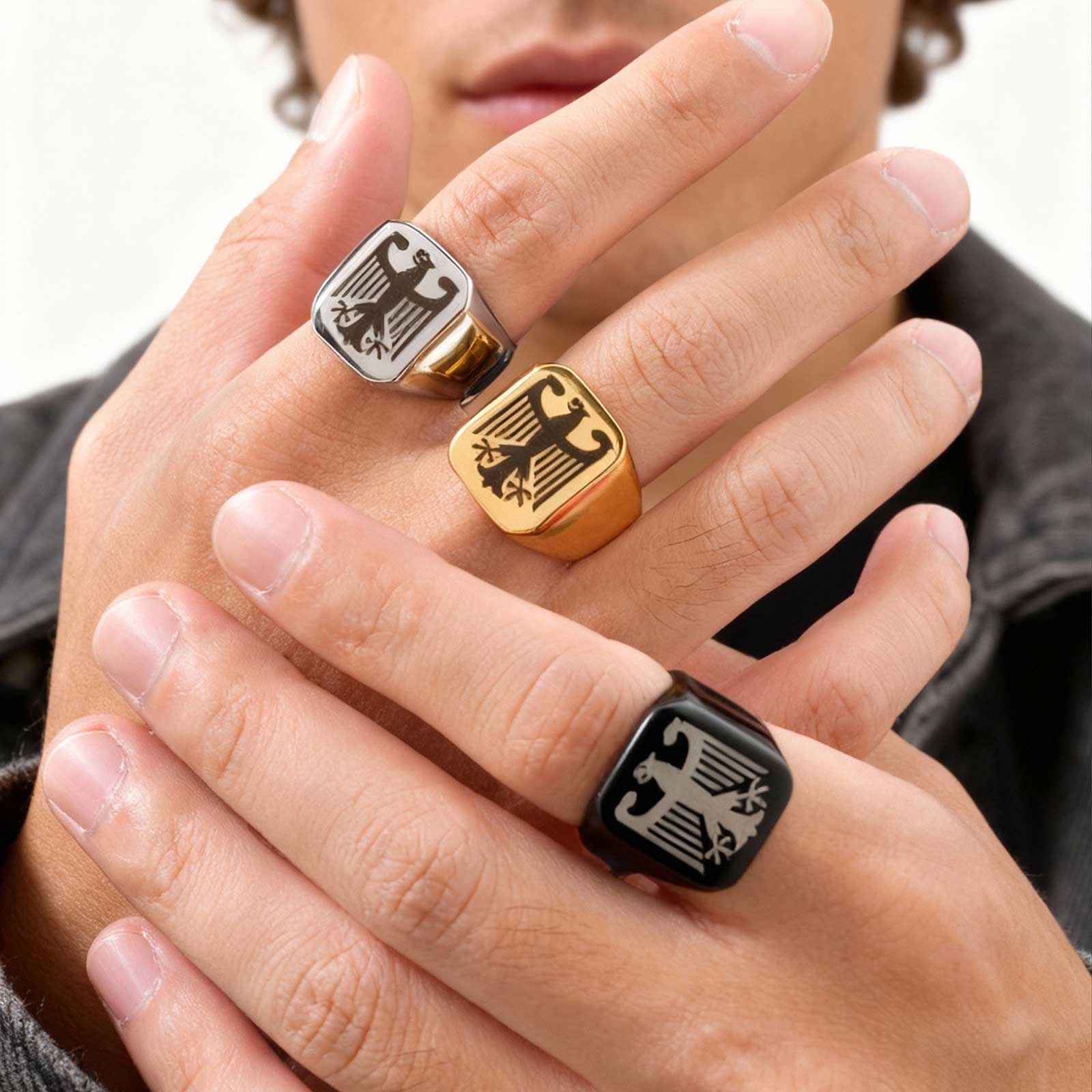 Vintage Fashion Rings For Women - Özel Tasarım Uçan Şahin Kartal Yüzüğü
