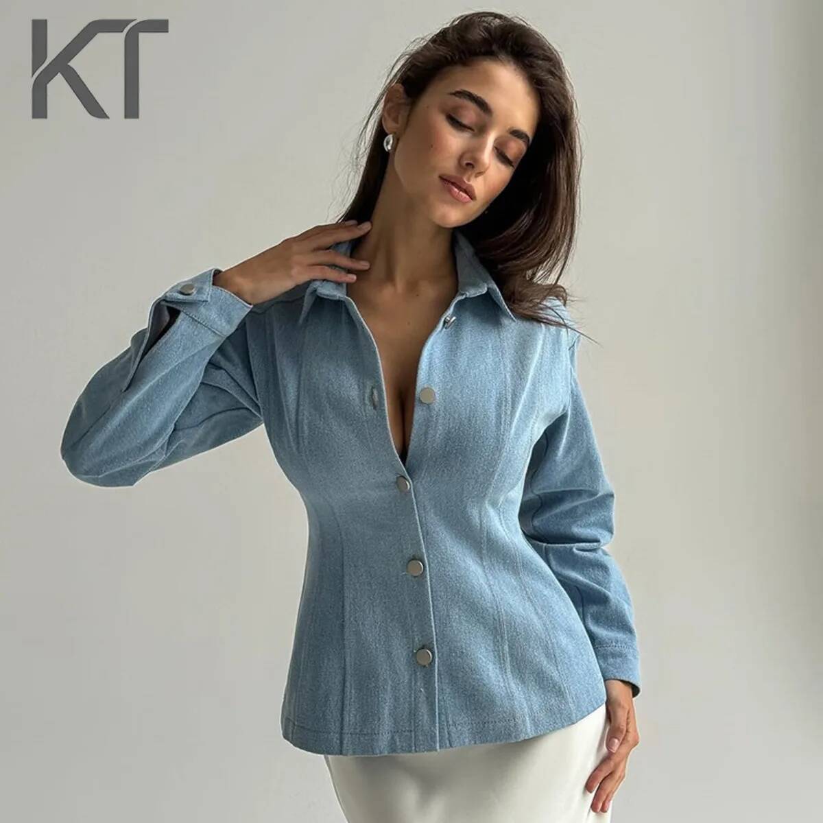 Vintage Women Fashion - KT Vintage Beli İncelten Kot Gömlek