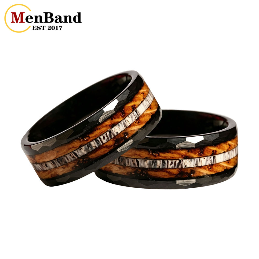 Vintage Fashion Rings For Women - MenBand Klasik 8MM Viski Fıçısı Meşe