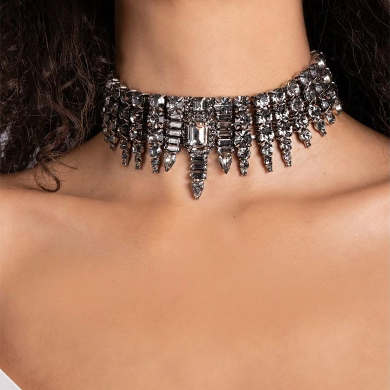Vintage Fashion Queen - Lüks Rhinestones geometrik çoklu satırlar püsküller