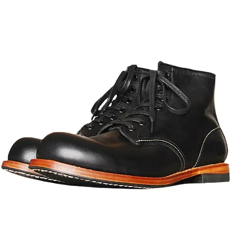 Vintage Fashion Mens - Vintage Erkekler Goodyear-Welted Hakiki Deri Çizmeler