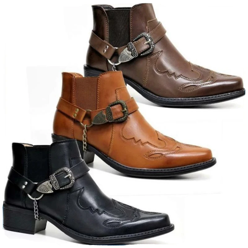 Vintage Fashion Mens - 2026 Moda Erkek Vintage Kovboy Botları