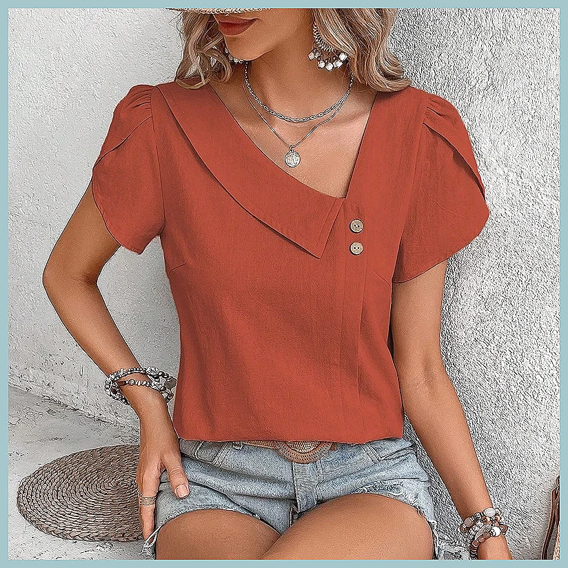 Vintage Women Fashion - 2024 Yaz Vintage Düz Renk Kadın