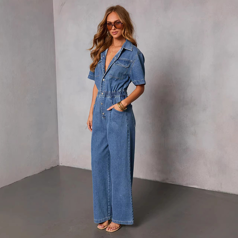 Vintage Fashion Trends - Retro Moda Kısa Kollu Denim Tulumlar