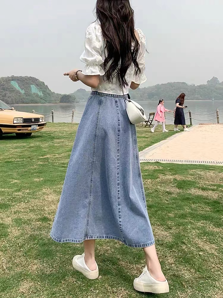 Yüksek Bel A-Line Midi Etek ka - Denim Skirt Midi Vintage incelemesi ve fiyatı