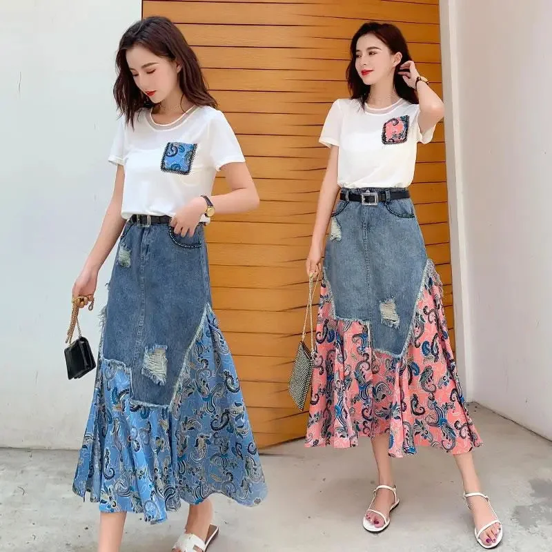 Yaz Yüksek Bel Uzun Etekler Ka - Denim Skirt Midi Vintage incelemesi ve fiyatı