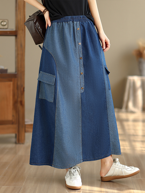 Gevşek Günlük Kot Etek Kadın B - Denim Skirt Midi Vintage incelemesi ve fiyatı