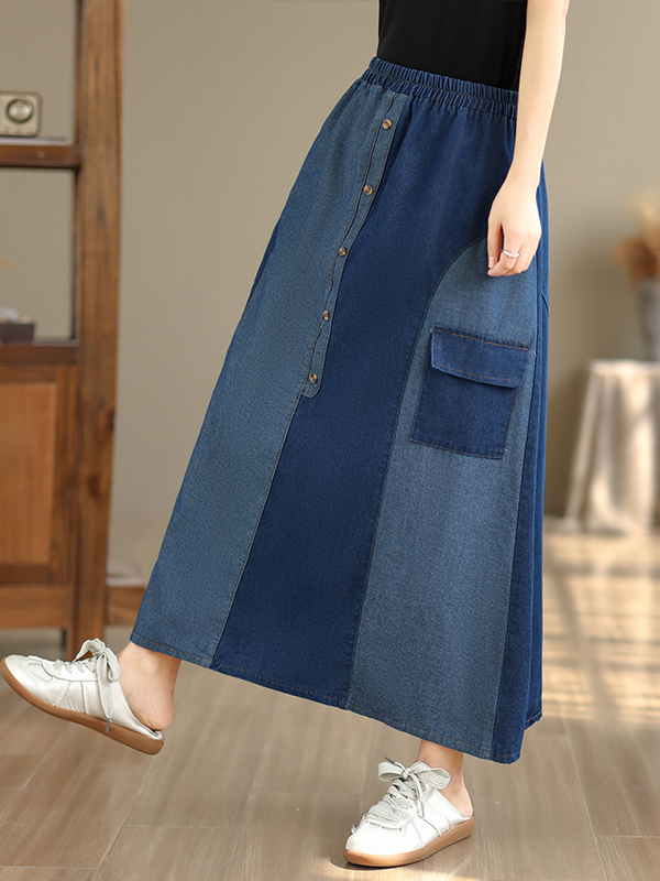 Gevşek Günlük Kot Etek Kadın B - Denim Skirt Midi Vintage incelemesi ve fiyatı