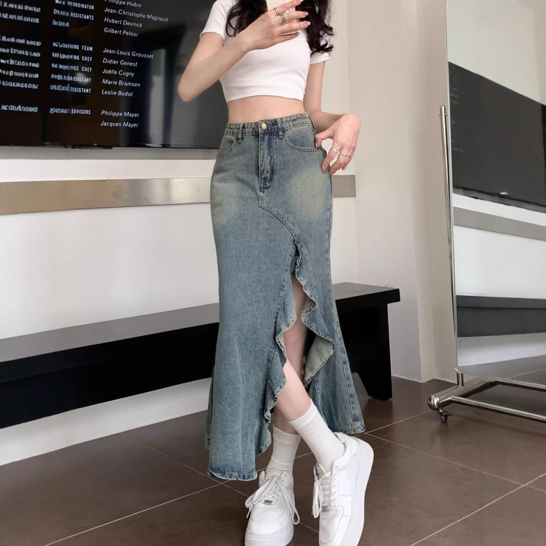 Kore Yüksek Bel Vintage Mavi K - Denim Skirt Midi Vintage incelemesi ve fiyatı