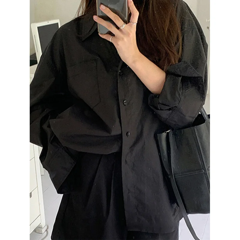 Bahar siyah gevşek gömlek Tops - Vintage Fashion Trends incelemesi ve fiyatı