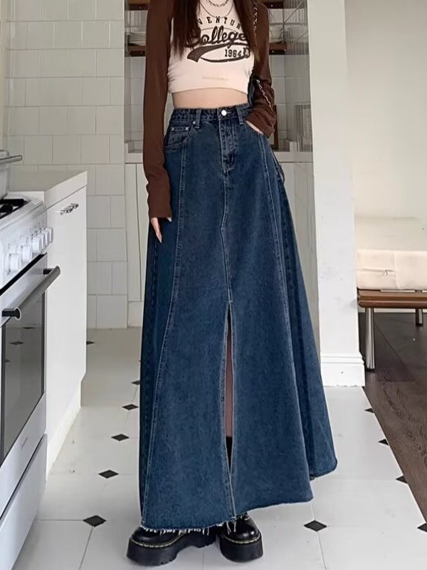 Yüksek Bel Yırtmaçlı Kot Etek  - Denim Skirt Midi Vintage incelemesi ve fiyatı