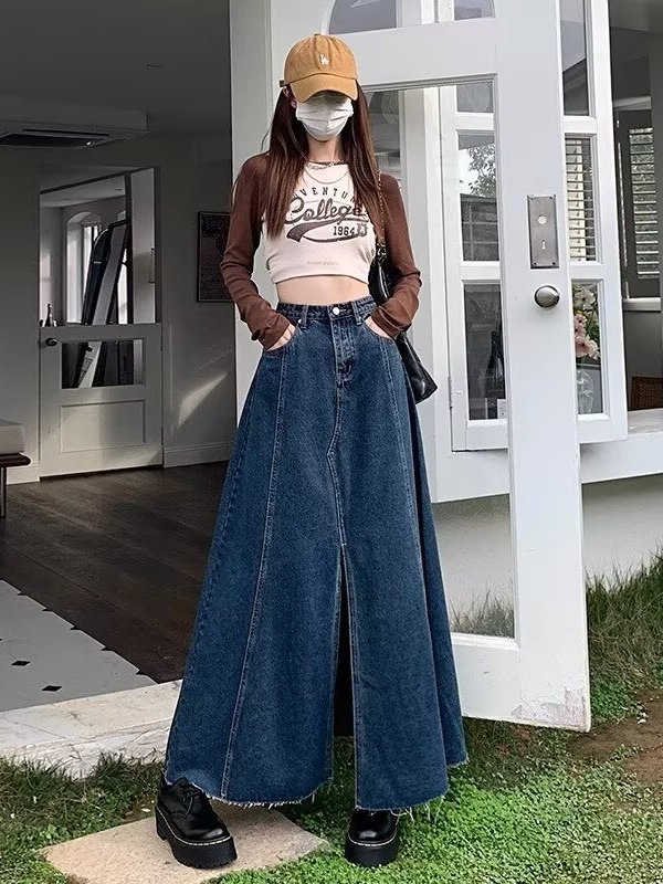 Yüksek Bel Yırtmaçlı Kot Etek  - Denim Skirt Midi Vintage incelemesi ve fiyatı